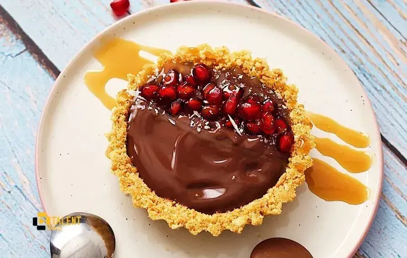 Chocolate and pomegranate tart