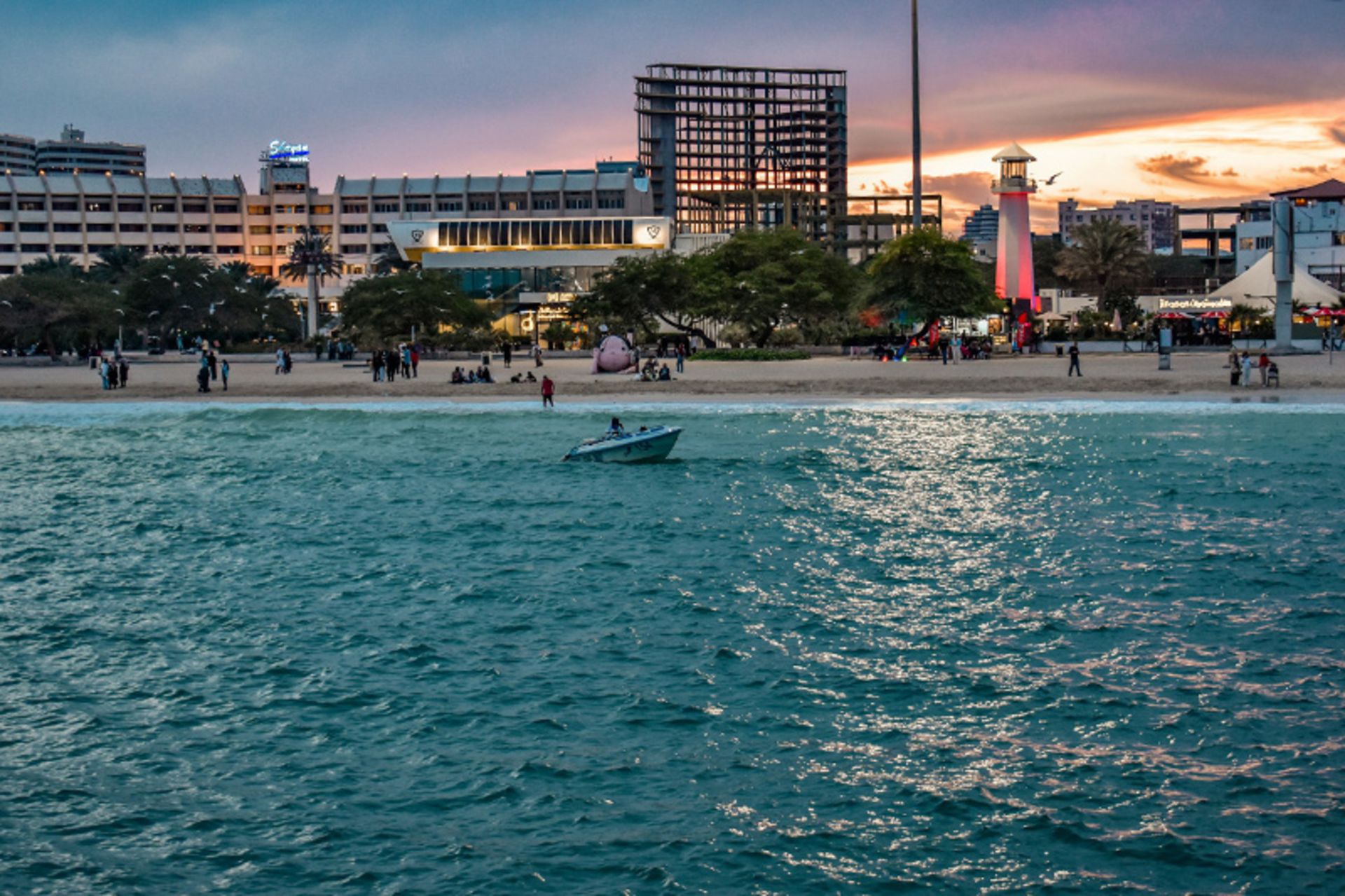 Recreation of tourists on the beach of Kish Island