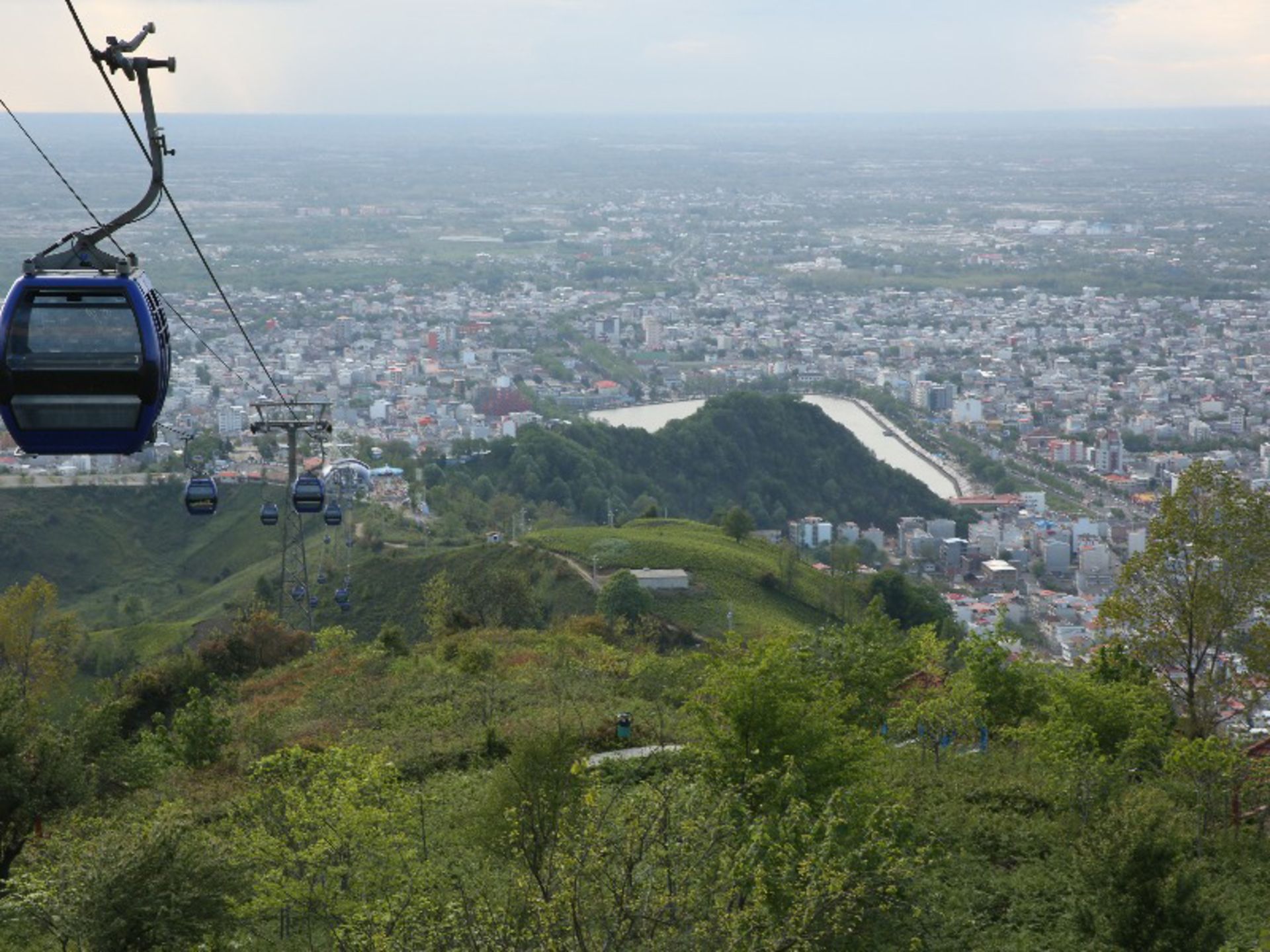 Lahijan cable car and city view