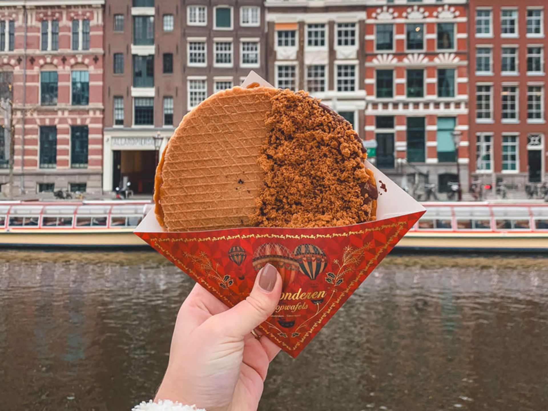 Big waffle in front of Amsterdam canal