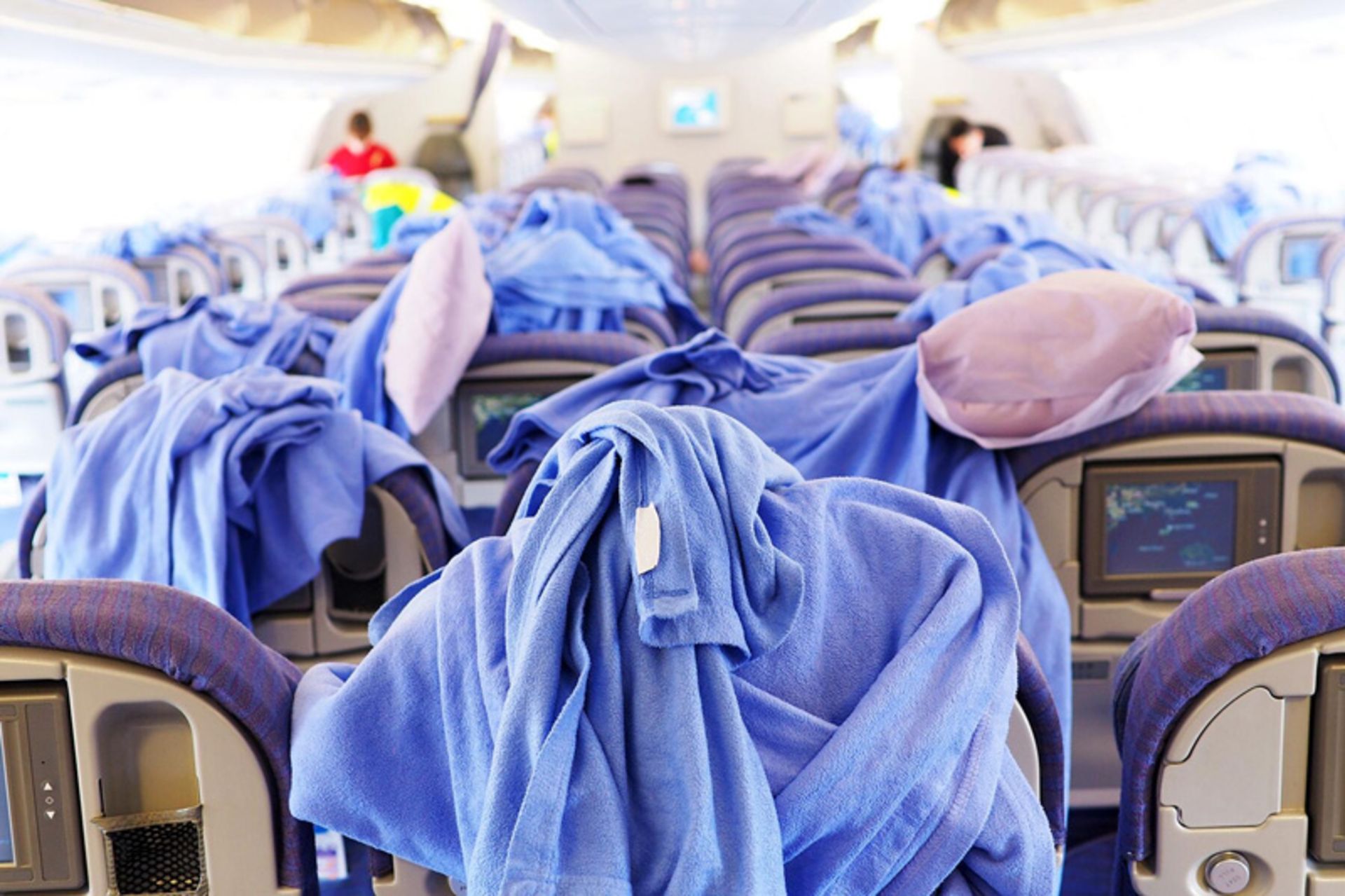 Blankets and pillows left in the passenger cabin