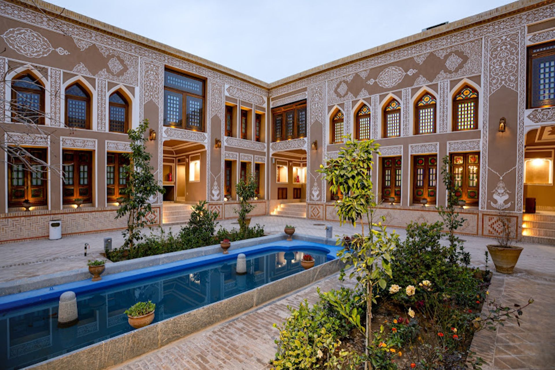 The large pond in the courtyard of Safi Khani Boutique Hotel in Yazd