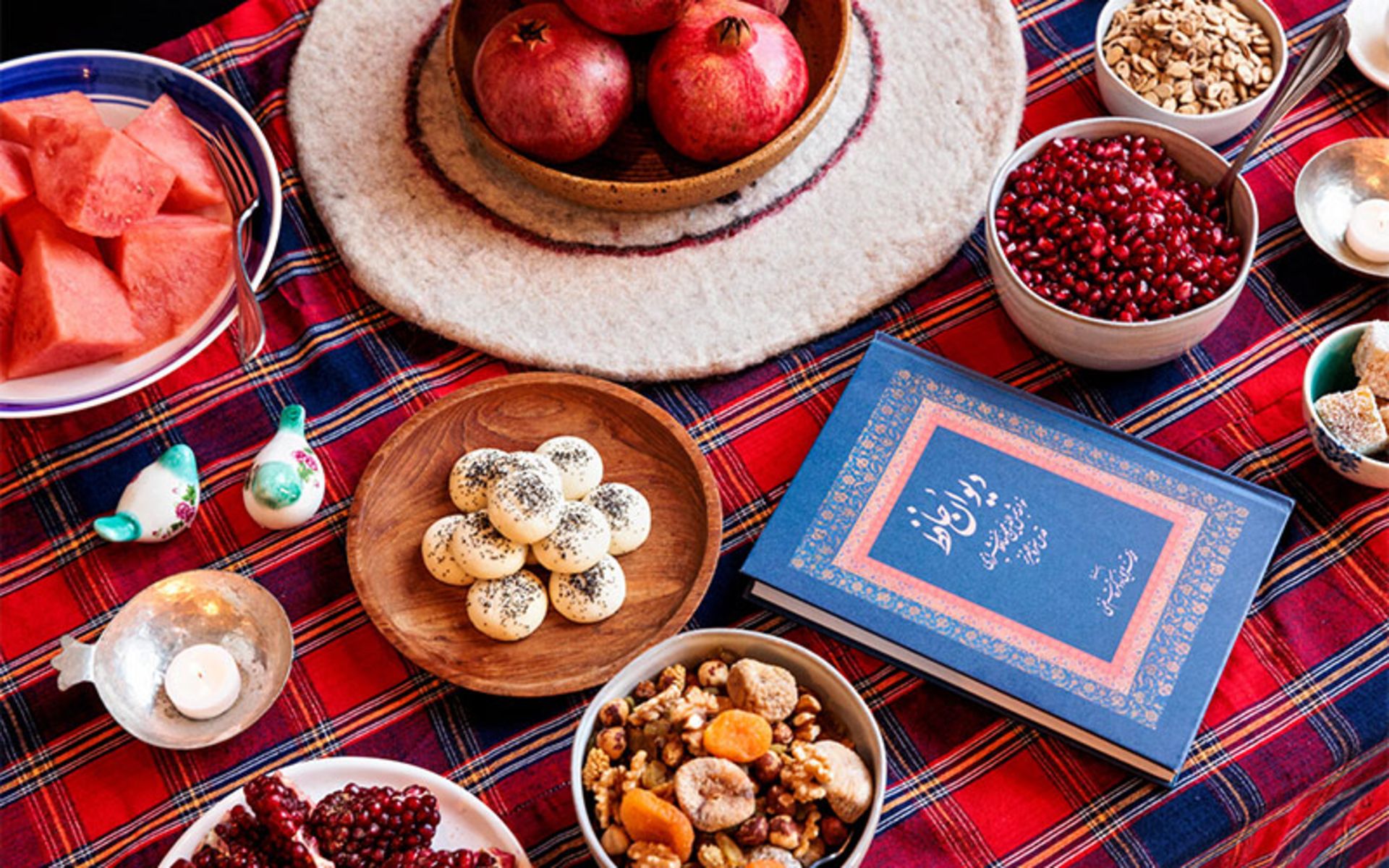 Pomegranate and watermelon on Yalda's table