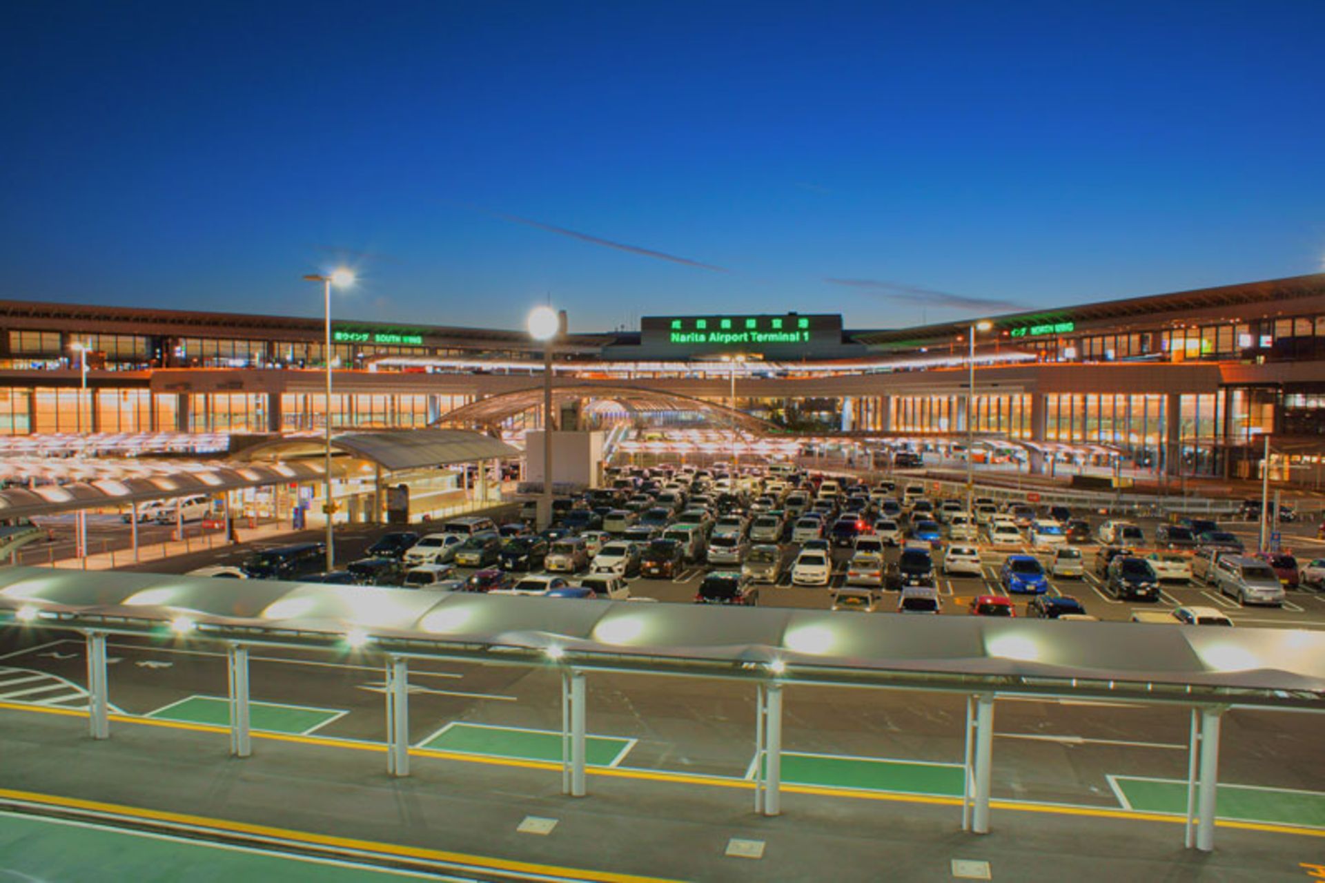 Night view of Tokyo Narita Airport Terminal