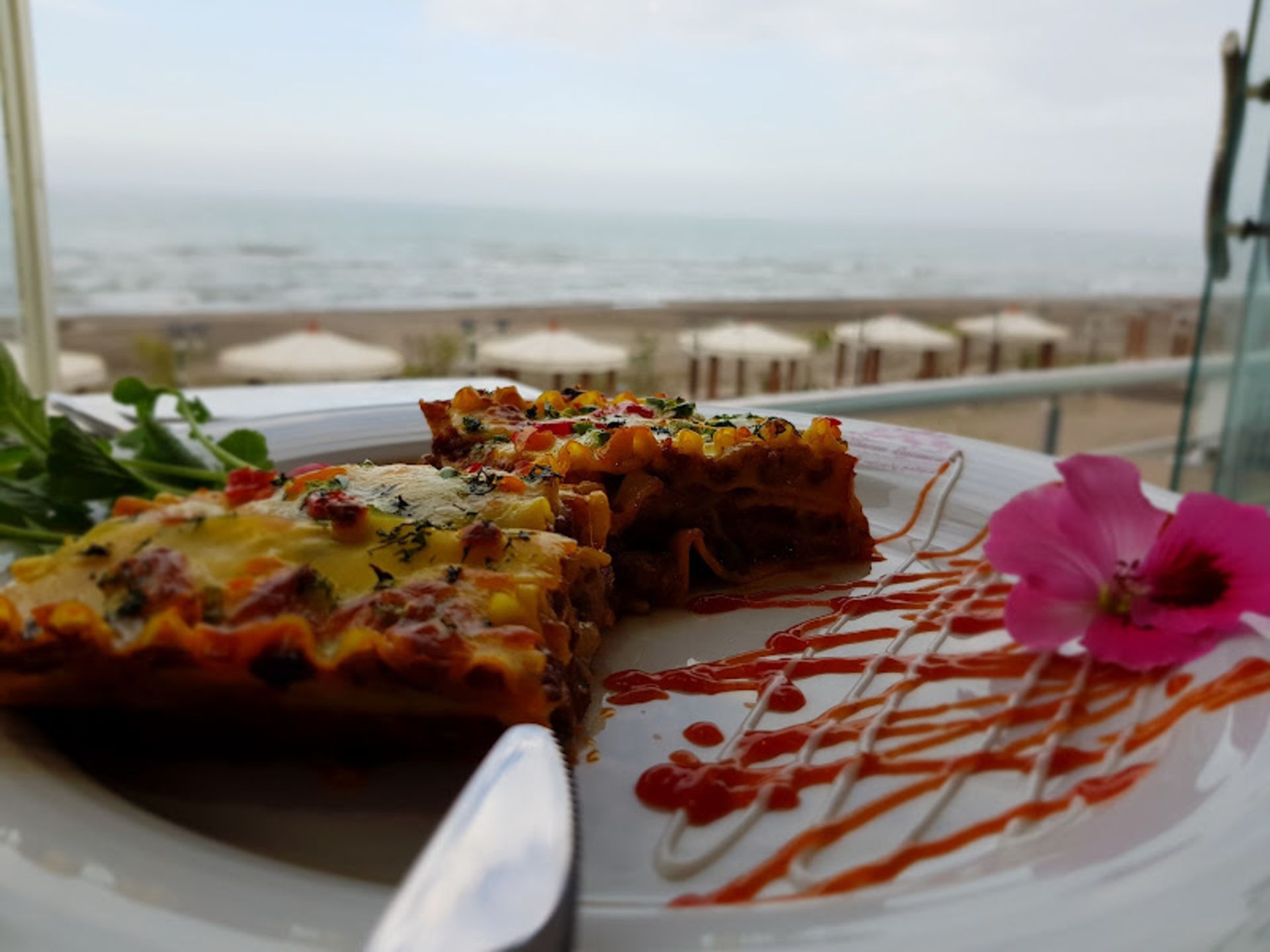 Lasagna plate at Tenkaben beach restaurant