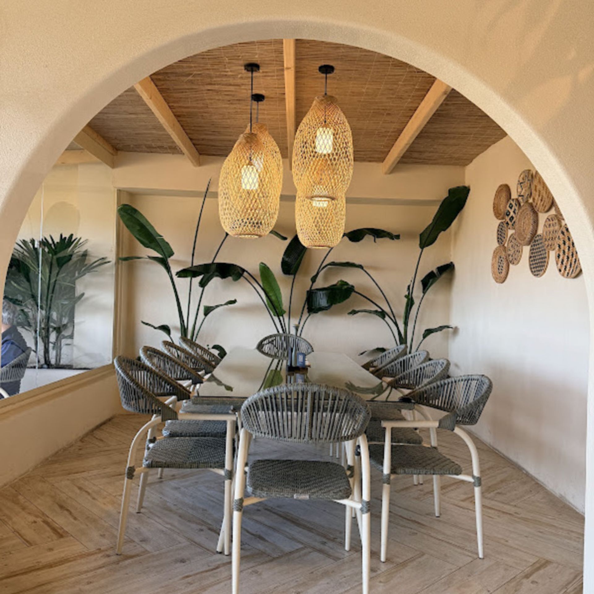 Boho decoration at Serbino restaurant cafe in Tenkaben