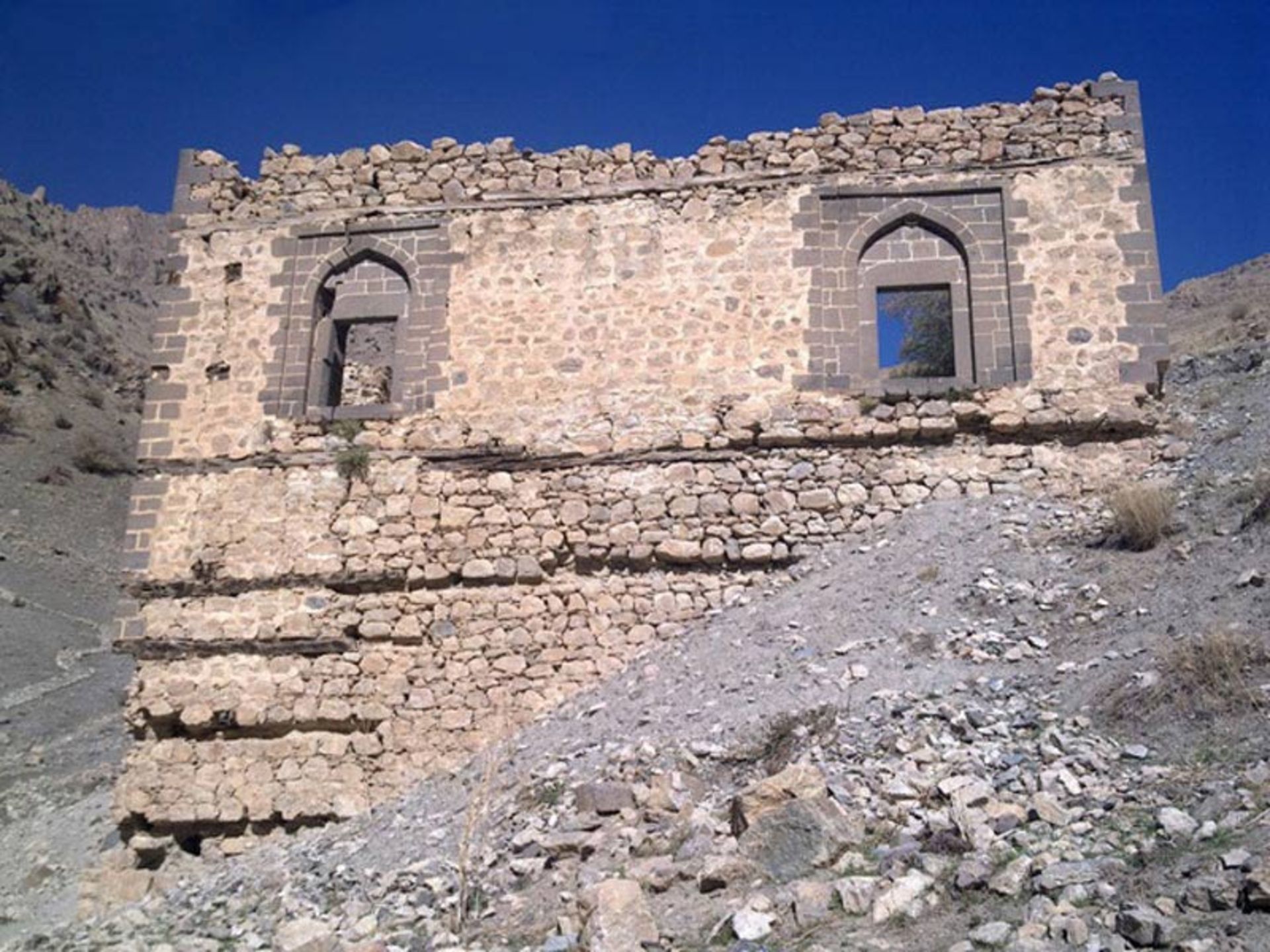 The remains of the stone walls of Barduk Castle in Urmia
