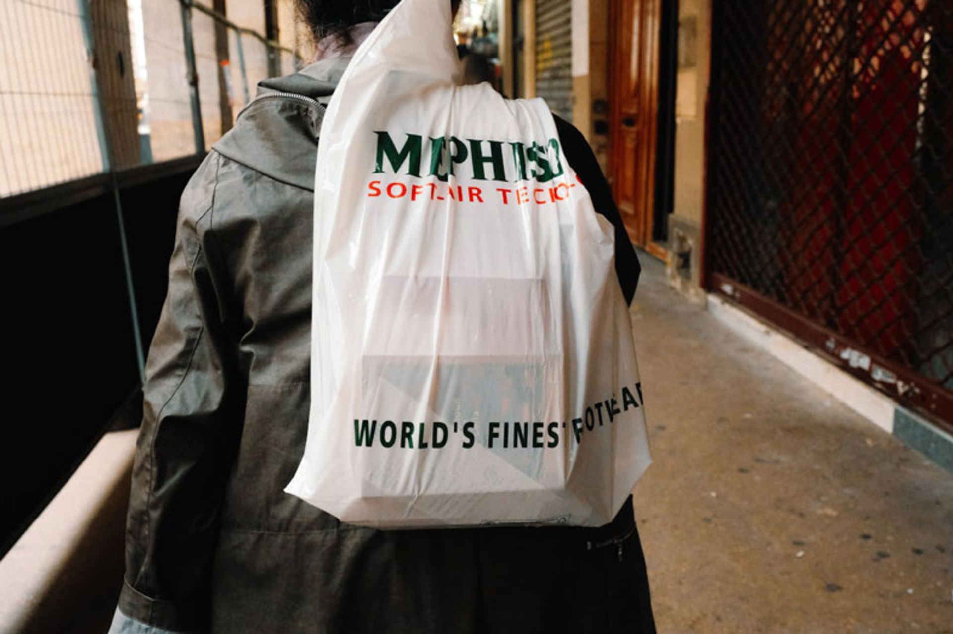 Carrying plastic bags in residential areas