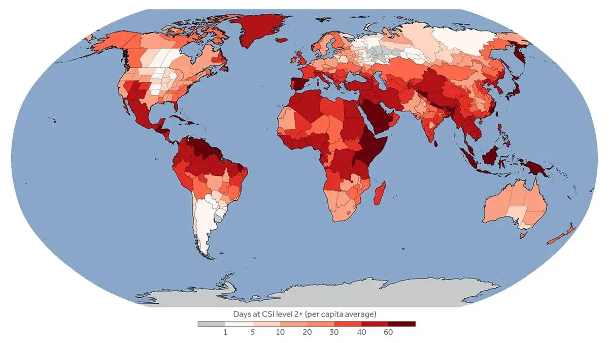 Climate change index in the world in the middle of 2025