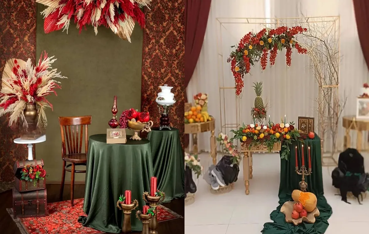 Yalda night decor for photography with green color