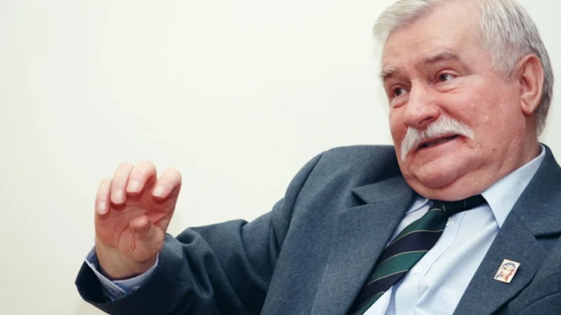 Lech Walesa being interviewed