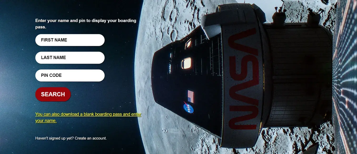 Retrieving the flight card (travel card) sending the name to the moon