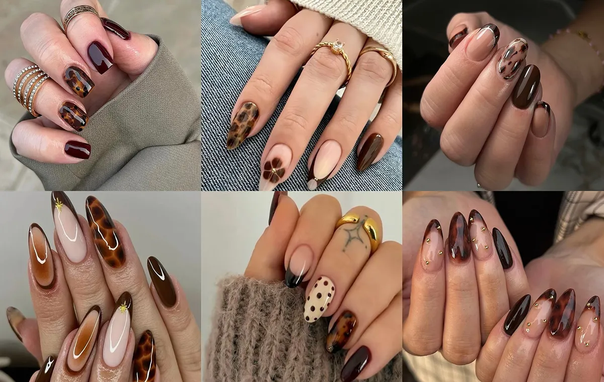Brown leopard nail design