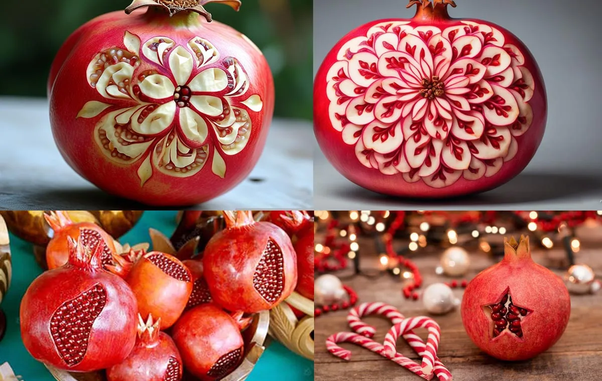Pomegranate decoration on Yalda night with engraving on its skin