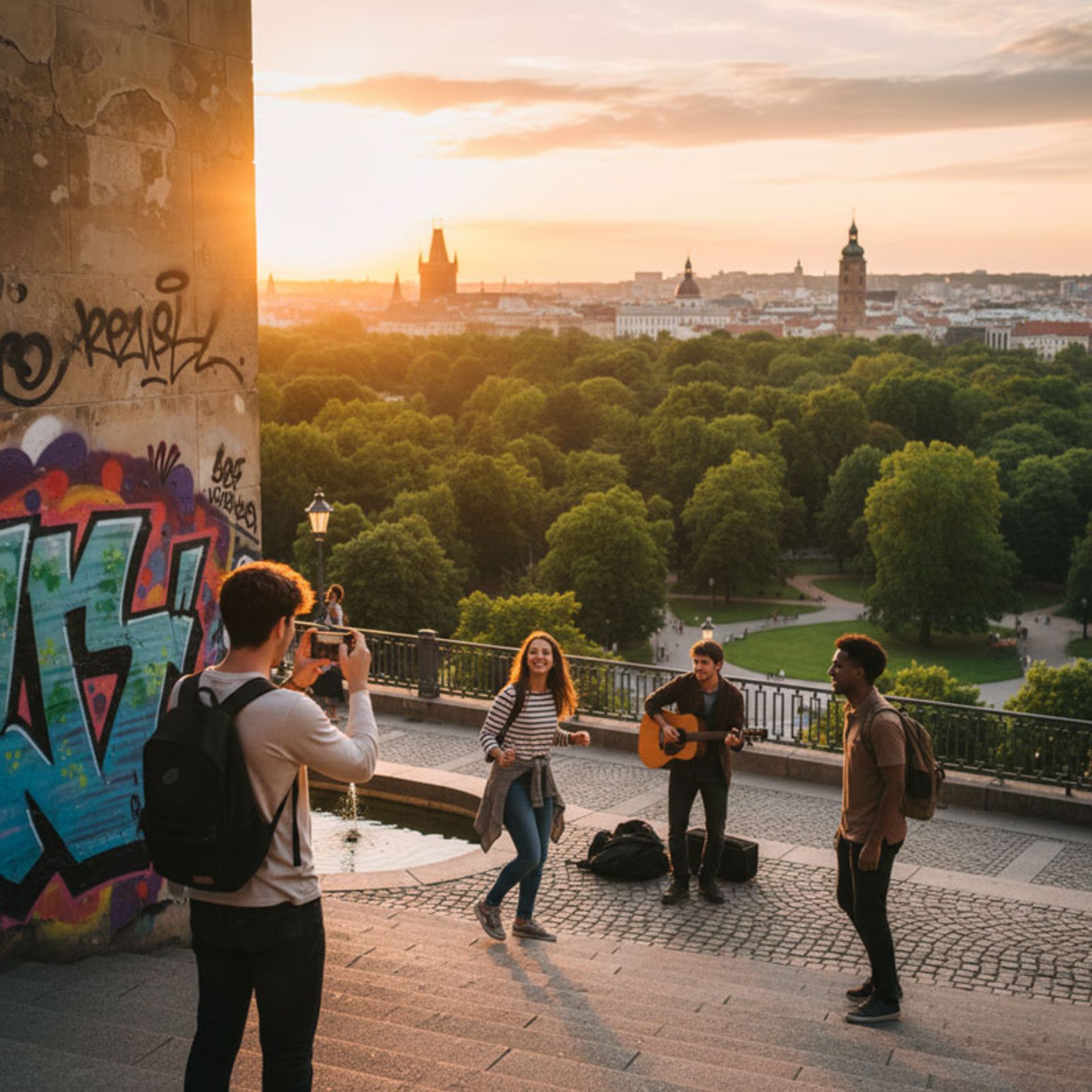 Some young people in the park enjoying the public spaces