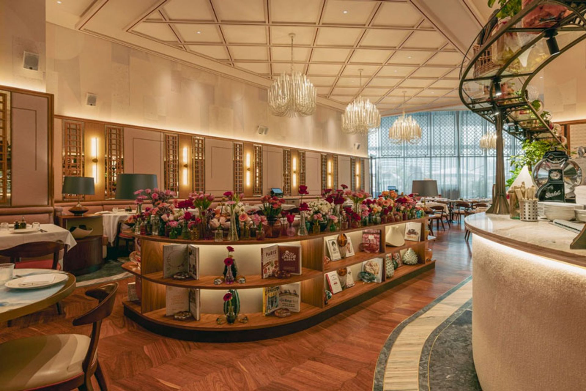 The interior of Ani mansion restaurant with high ceiling