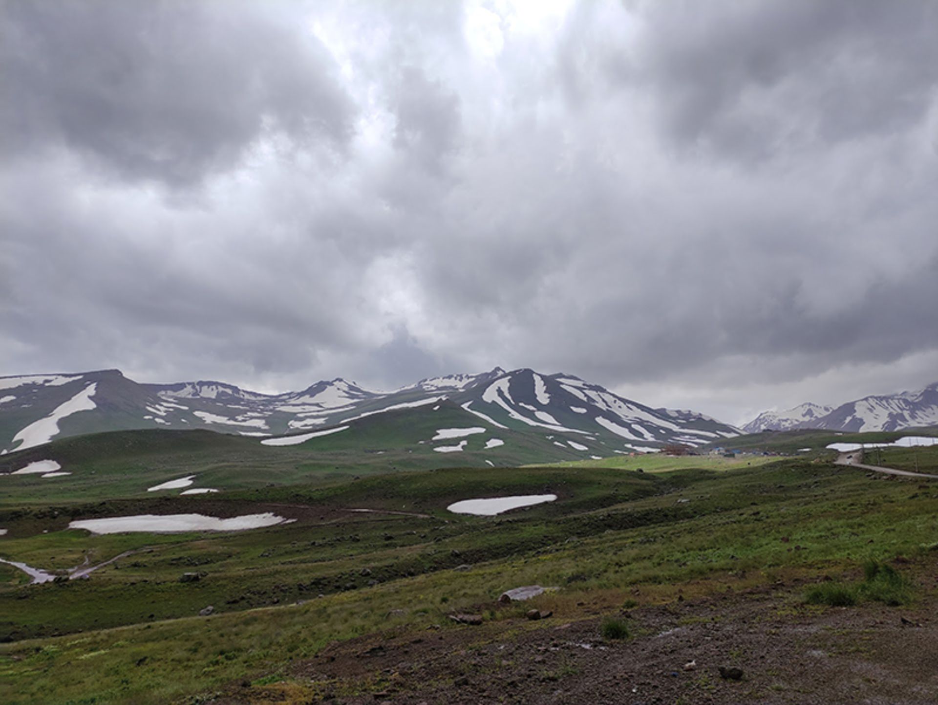 Snow-covered slopes of Sareen in winter