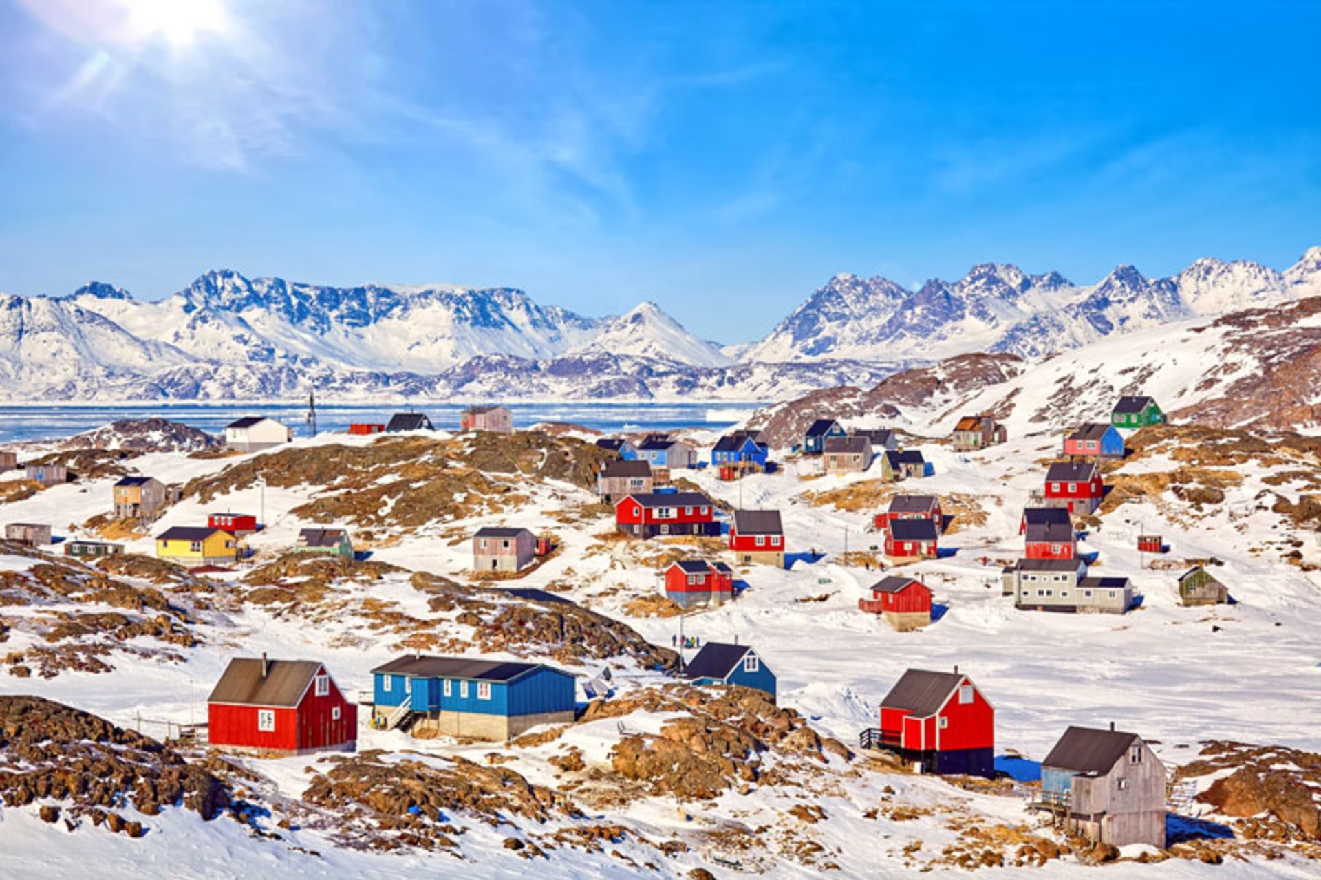 The pristine and winter nature of a village in Greenland