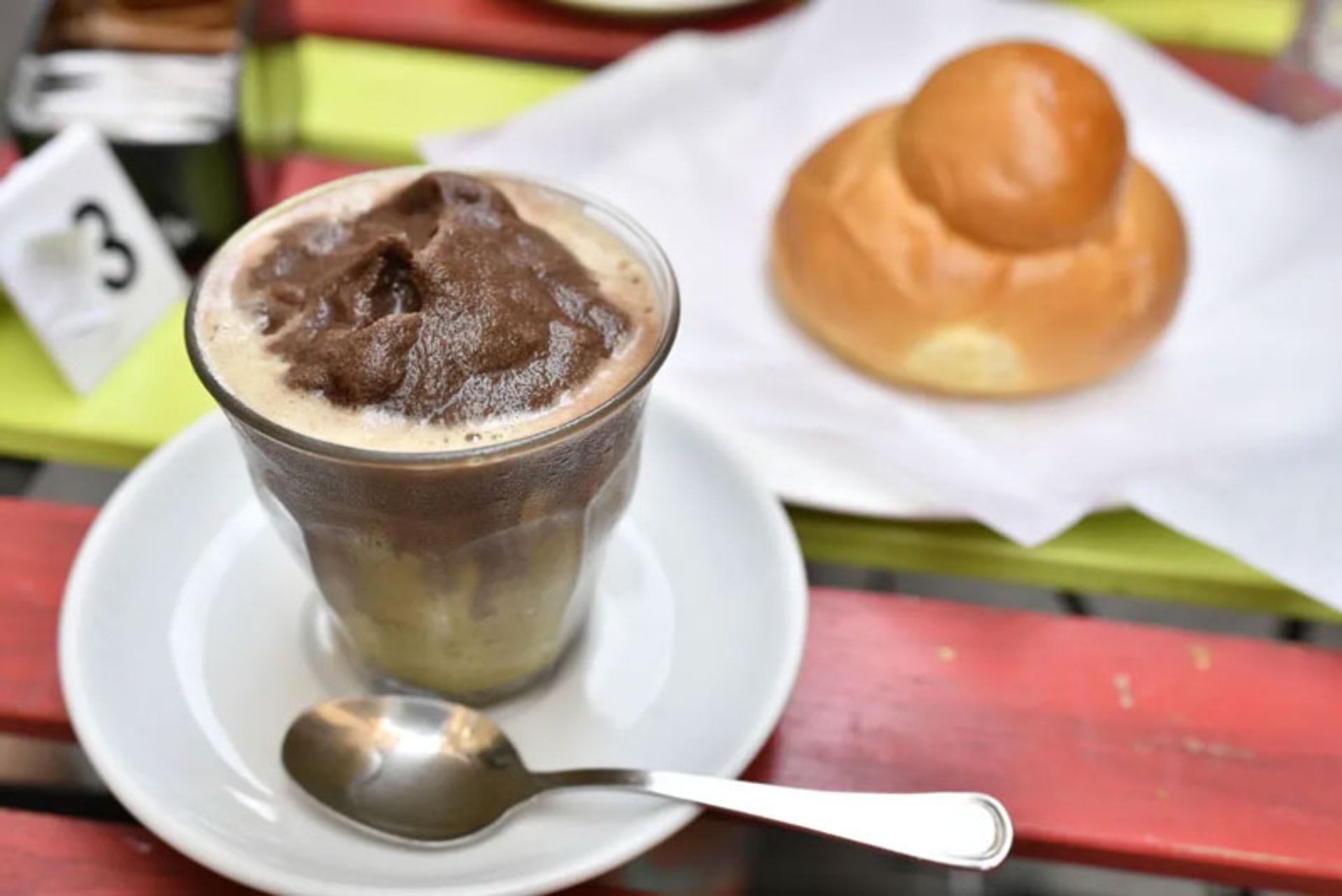 Coffee granita with sweets