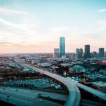 Oklahoma City skyline under sunset light