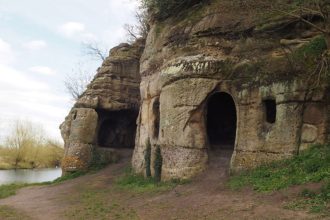 Cave houses by the lake