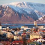 Mountain cityscape in Iceland