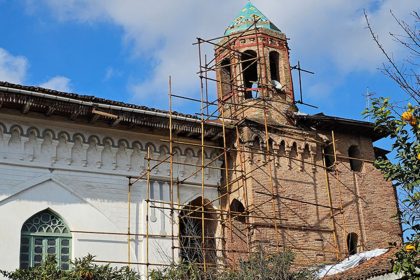 The brick dome of Akbariye Mosque in Lahijan