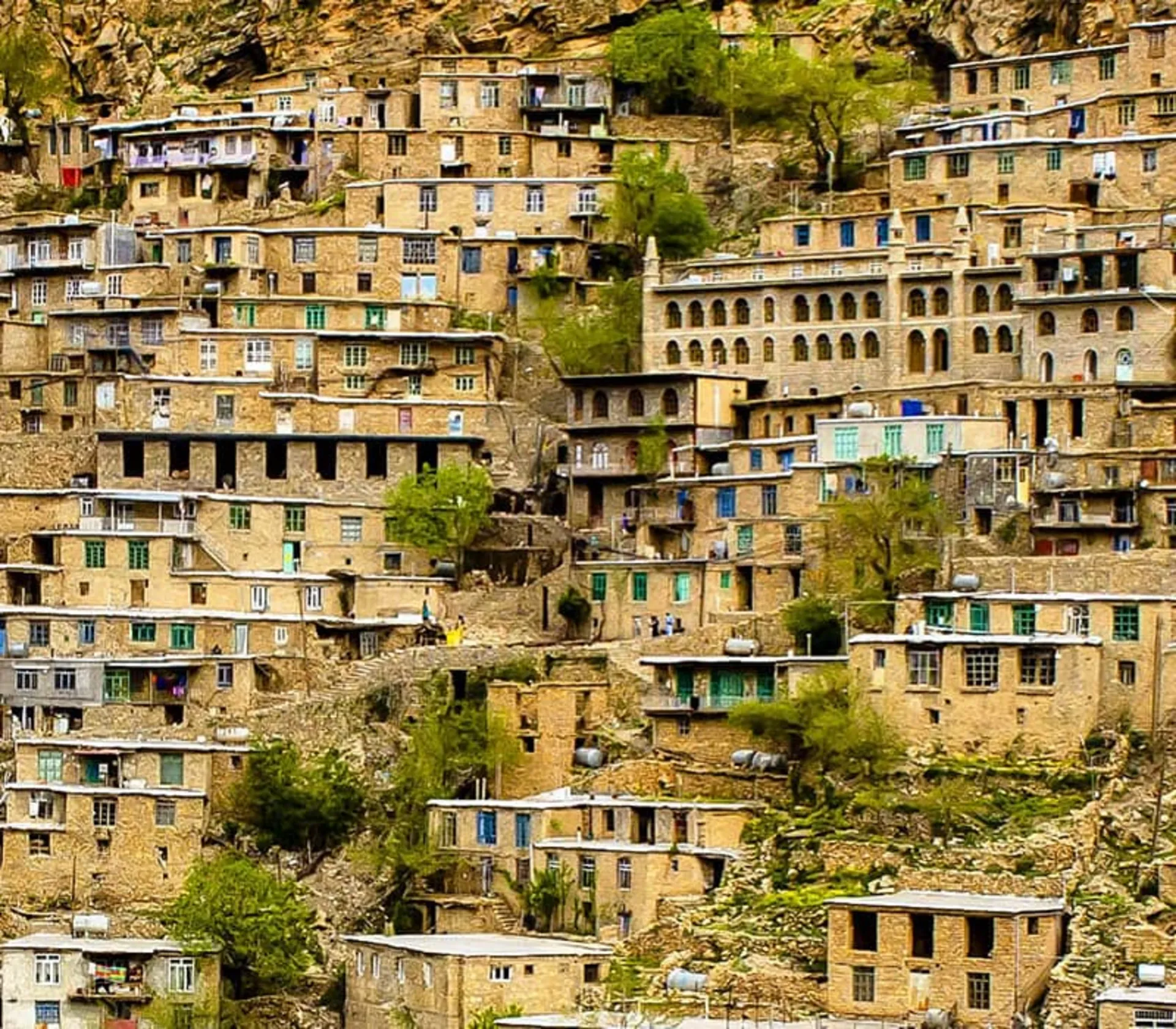 Staircase architecture of Oraman Takht village in Kurdistan