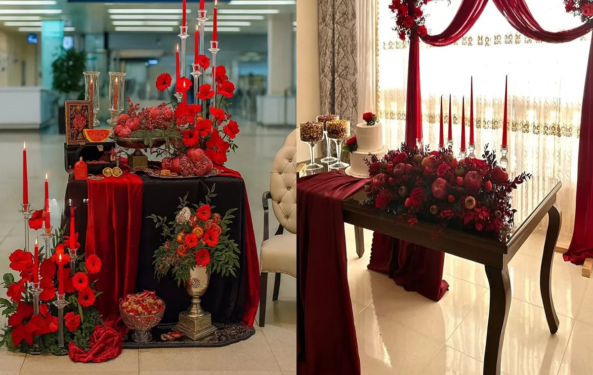 Yalda night decor for photography with red color