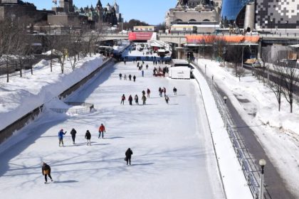 Skating on a snowy ski rink in Ottawa