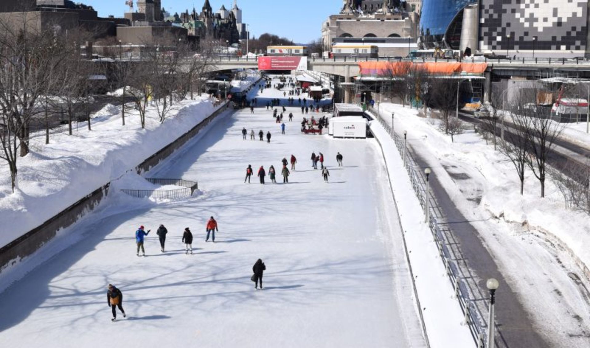 Skating on a snowy ski rink in Ottawa