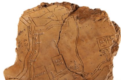 A 3500-year-old clay tablet of Nippur on which a detailed map of the city, including walls and canals, is engraved