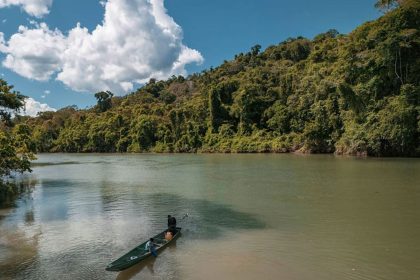 View of the Amazon River under the sun