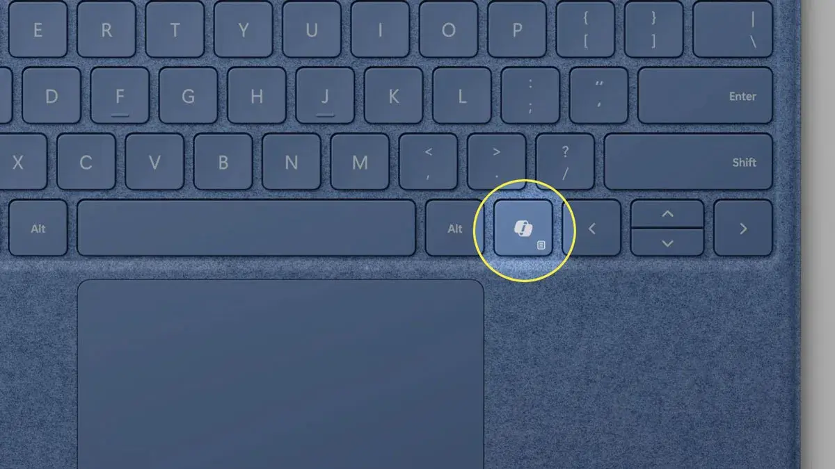 The position of artificial intelligence button on the keyboard