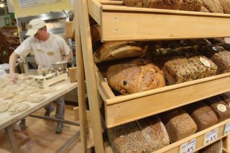 All kinds of German bread on the bakery shelf