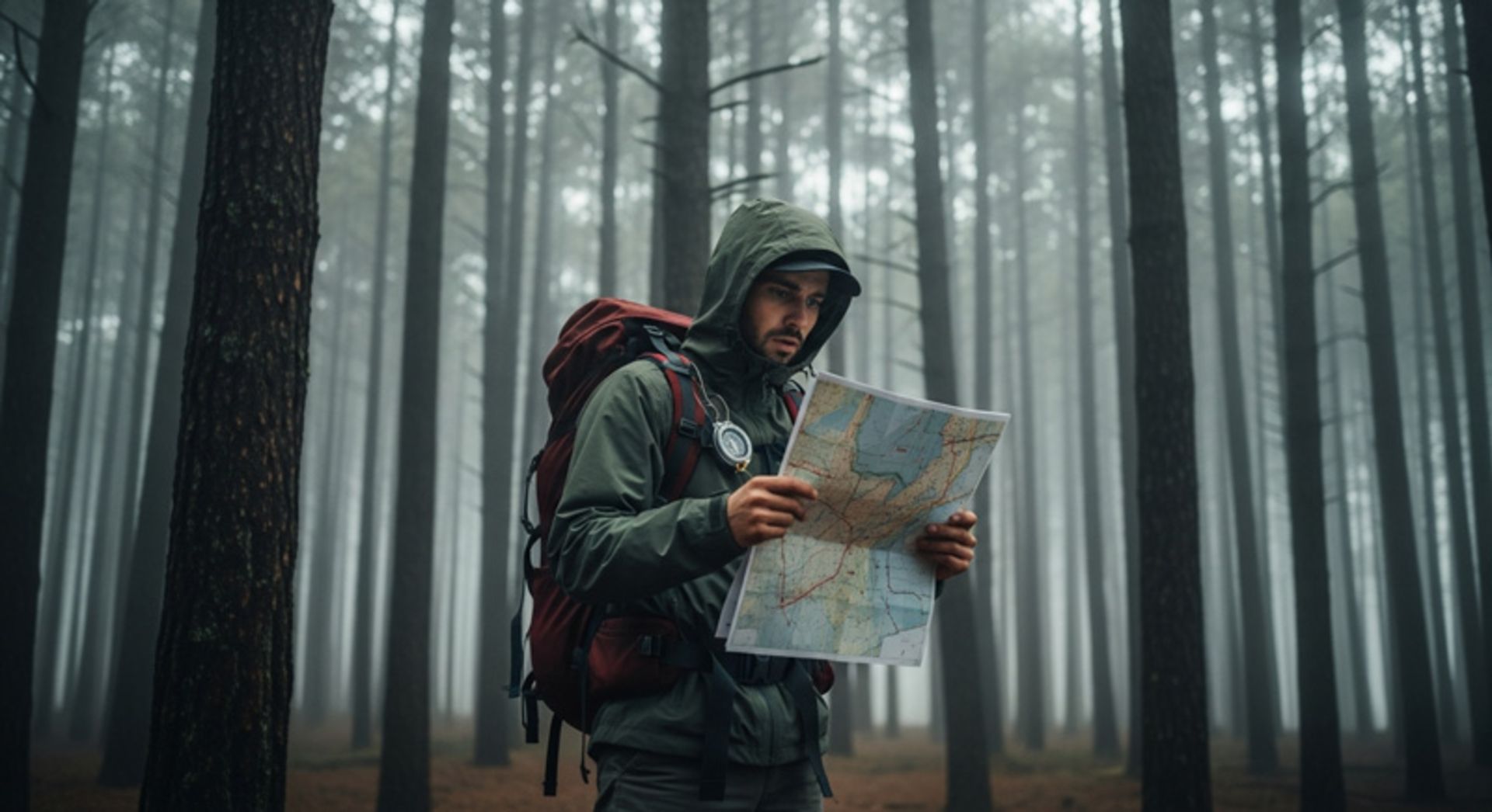 A hiker lost in the forest