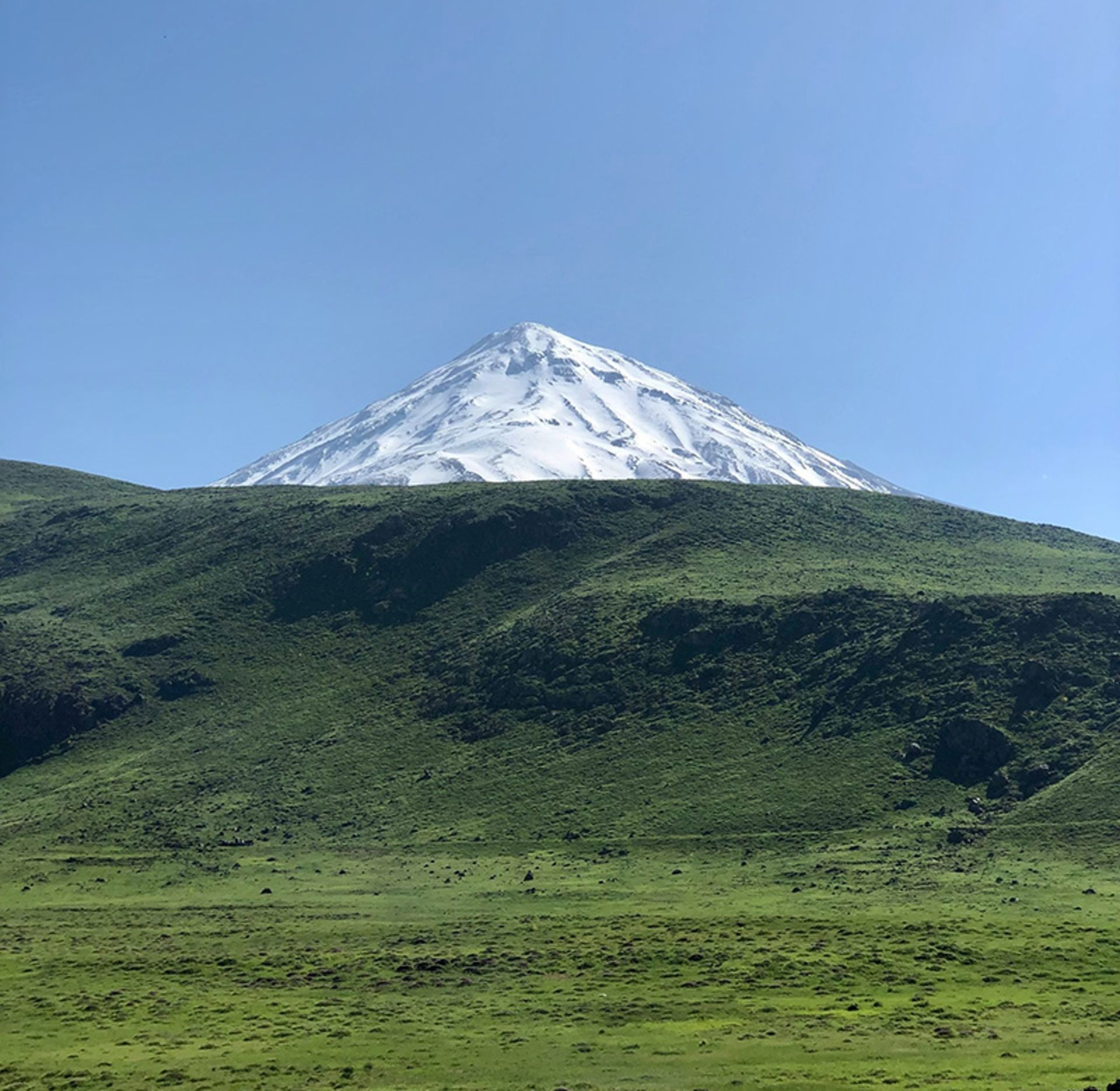 Lush plain of Lar and Damavand peak
