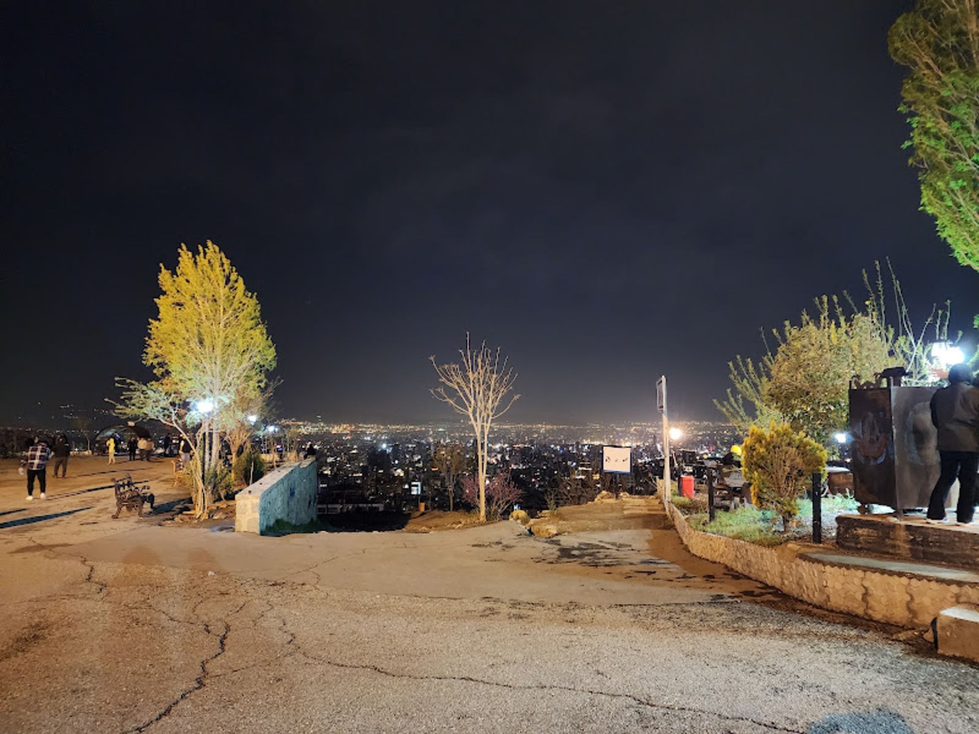 Rooftop of Tehran at night with a view of the city