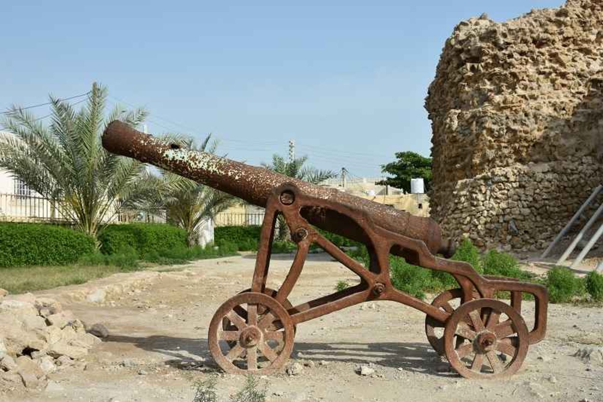Old war cannon in the Portuguese fortress of Qeshm