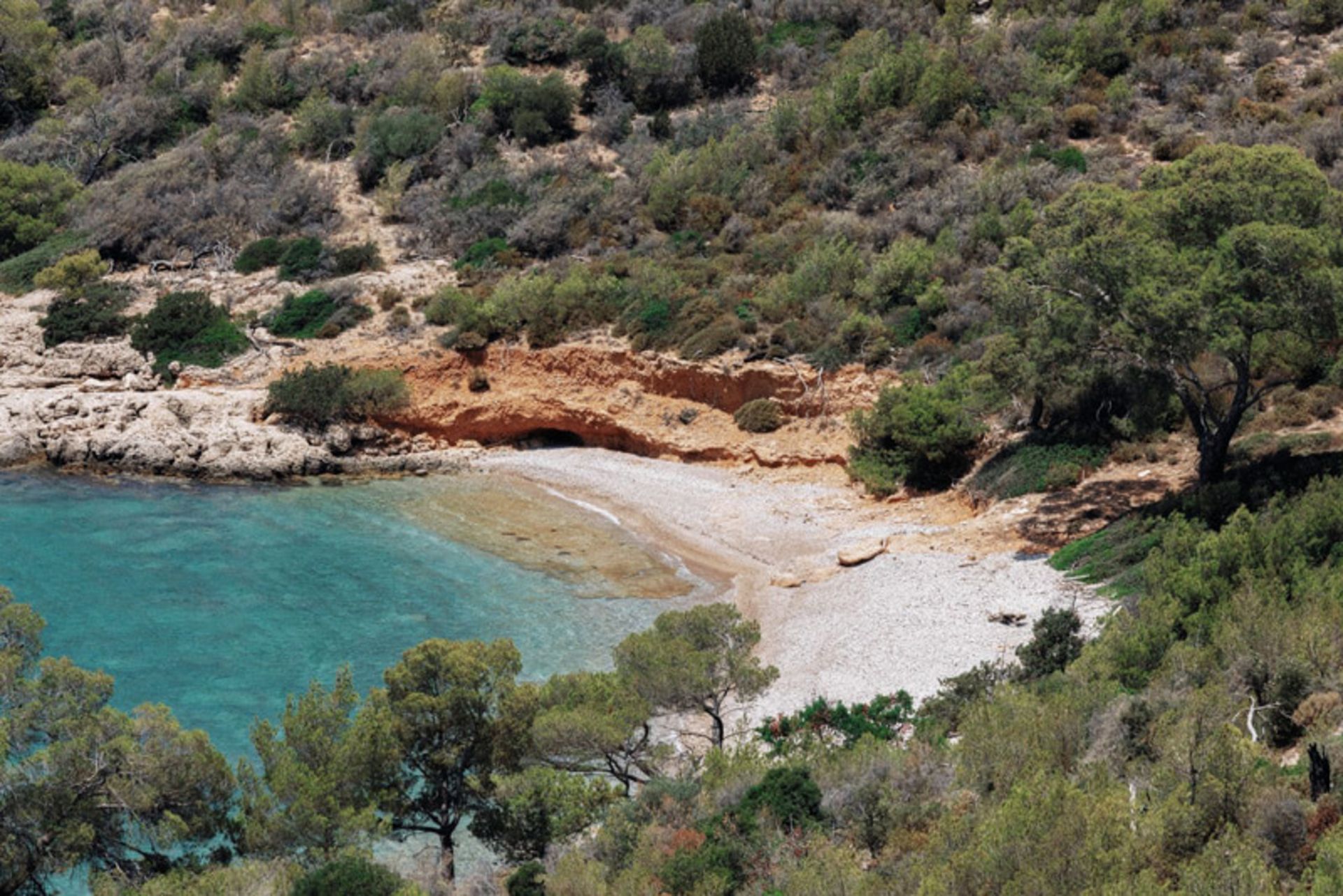 Green beach of Peloponnese, Greece from above