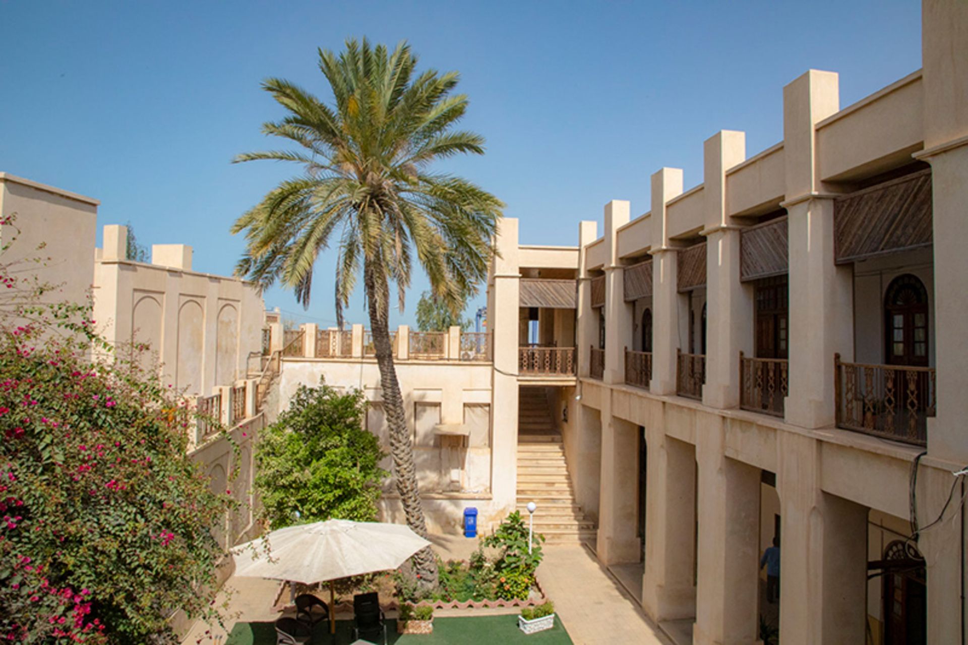 The beautiful courtyard of Kazeruni mansion in Bushehr