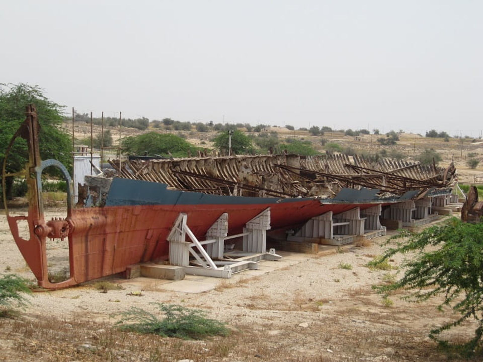 The remains of a large barge in the Persian Gulf Maritime Museum