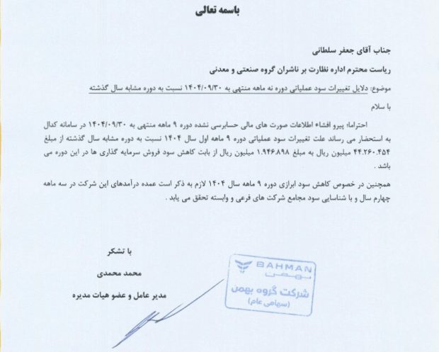 Bahman Motor's operating profit