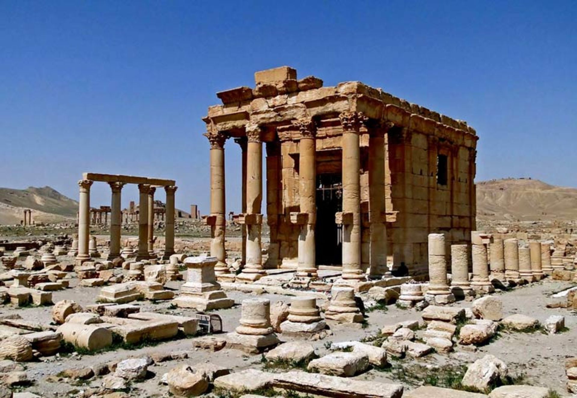 A half-ruined stone temple of Palmyra