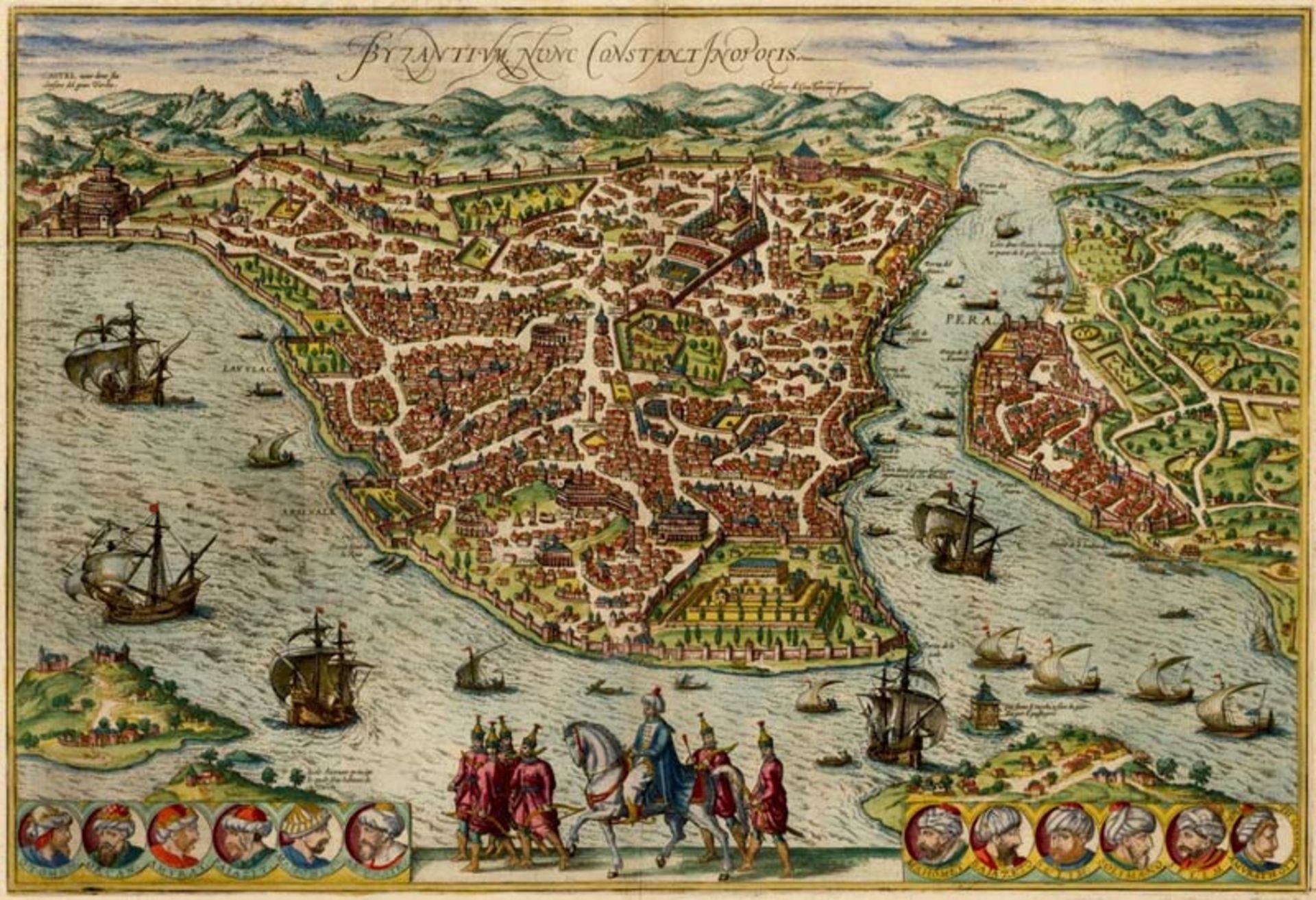 An old and illustrated map of Constantinople