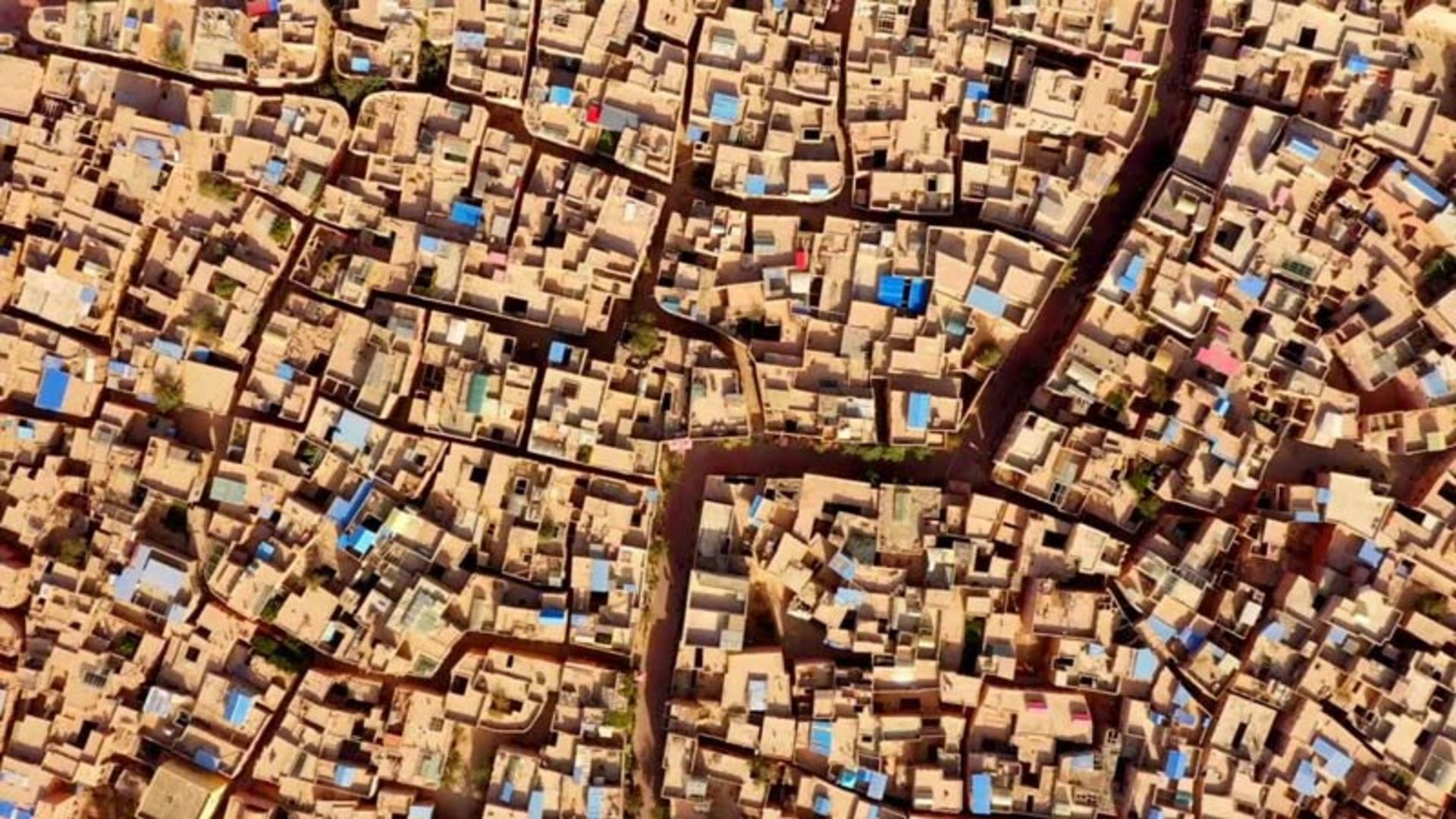 An aerial view of the dense fabric of Kashgar