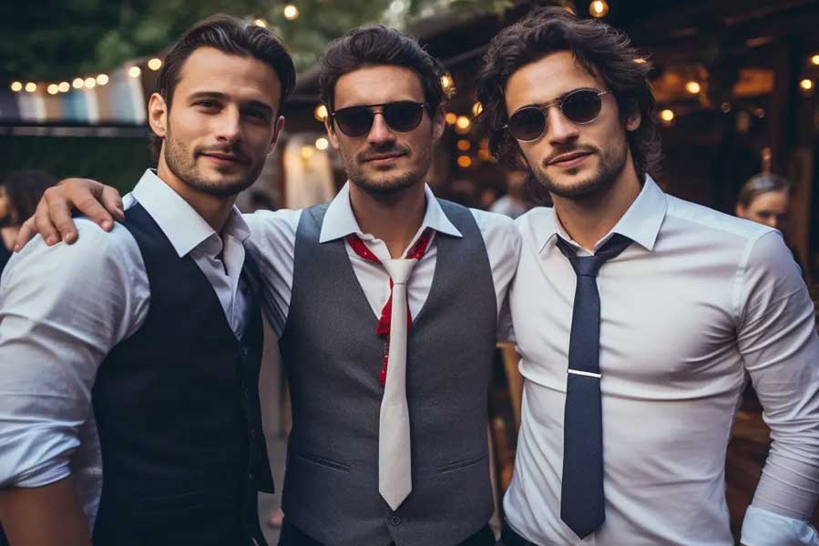 Simple shirt and tie style without coat