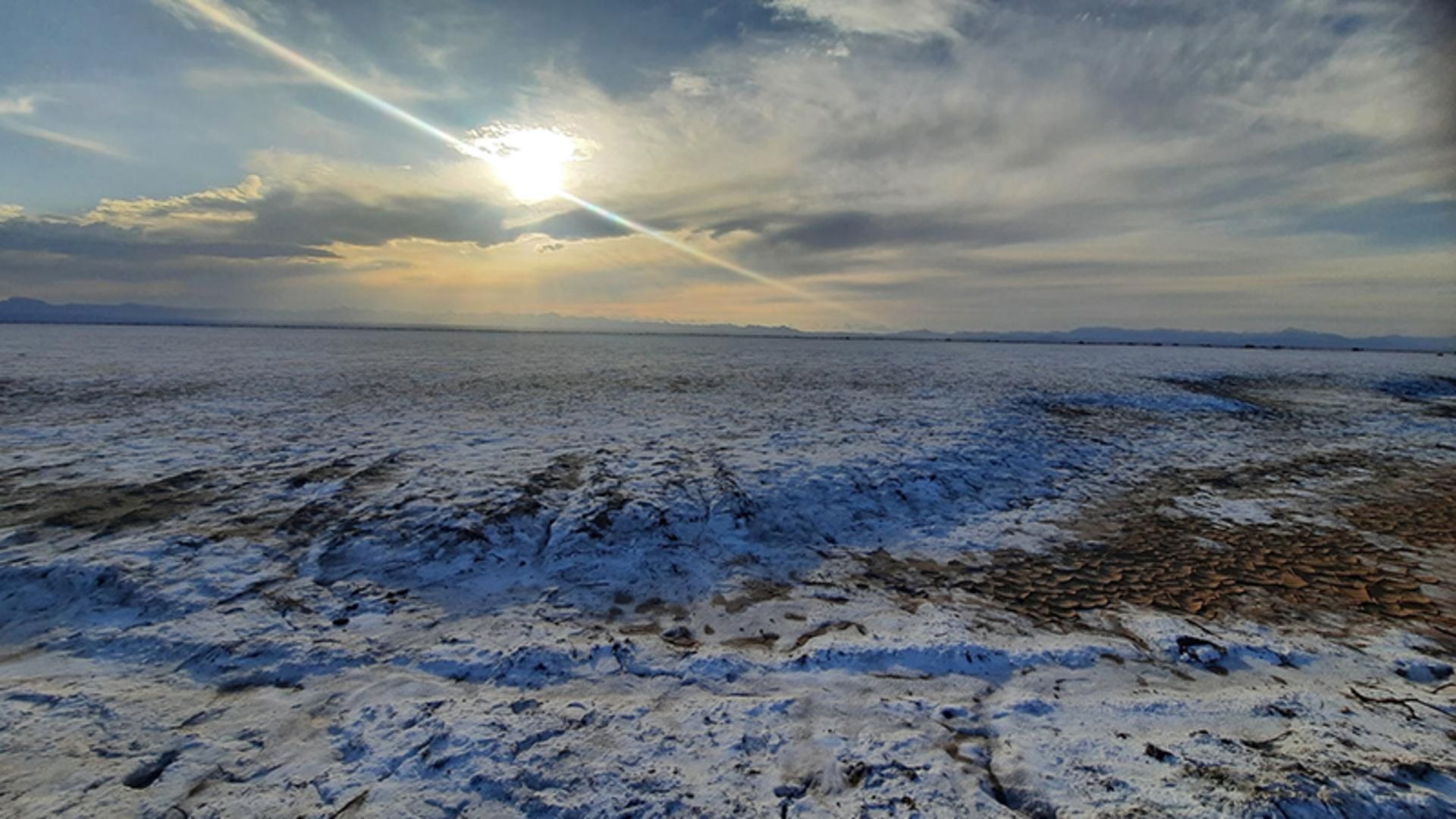 Lands covered with salt in the area of Tabas Salt River