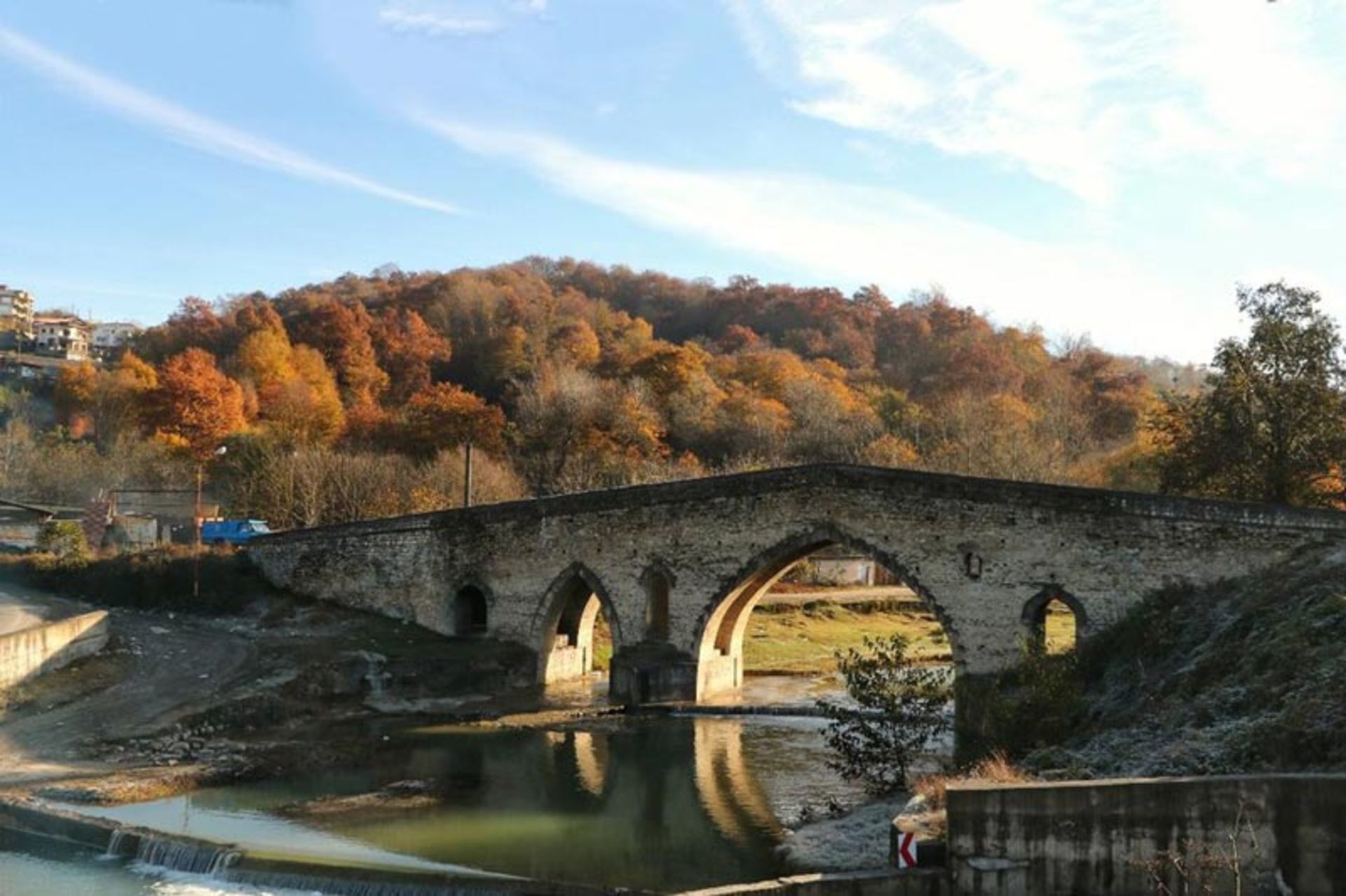Shapur Swadkoh bridge in autumn nature