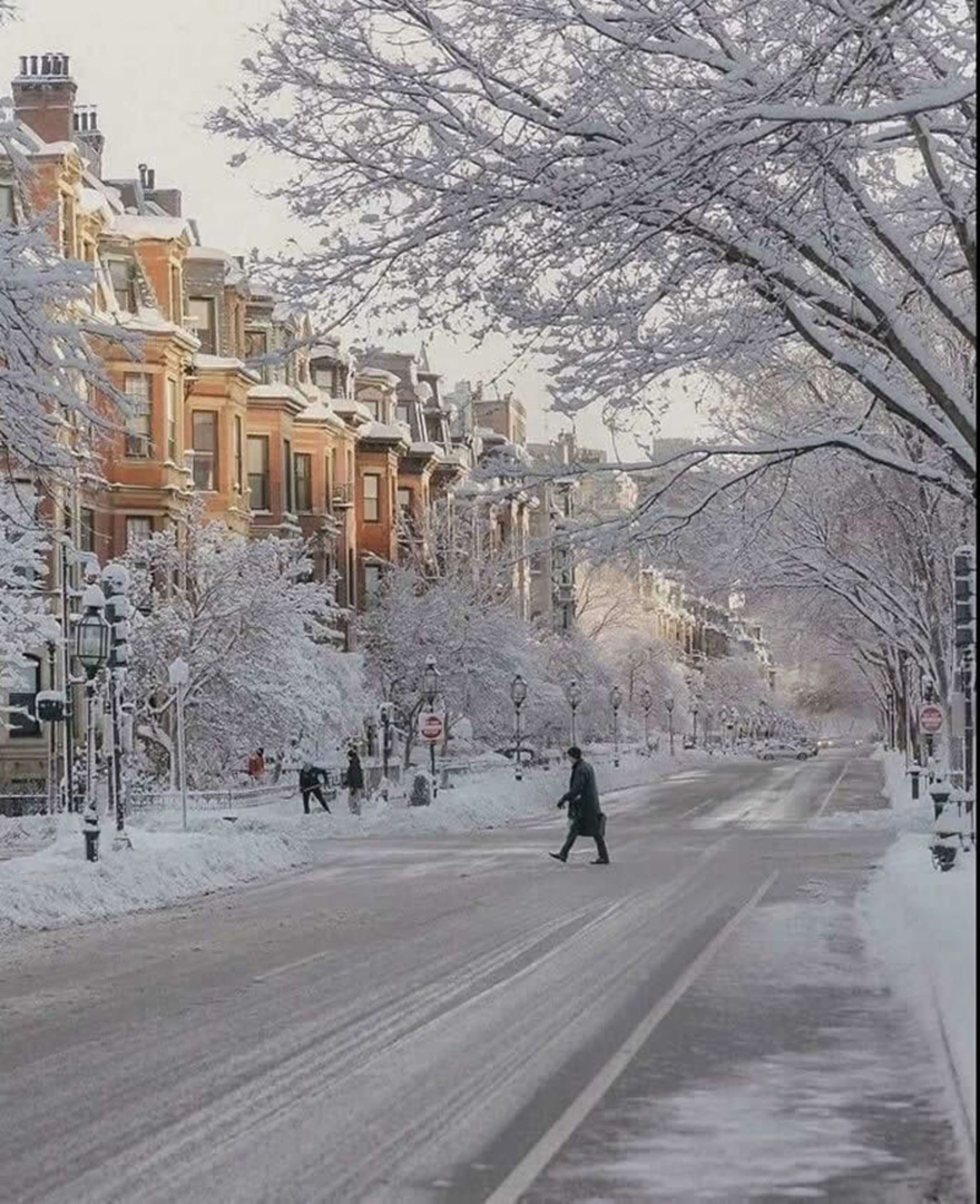 Snowy street in Boston
